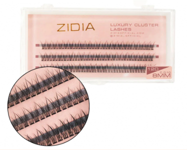 ZIDIA Cluster Lashes fish tail 12D C 0,10 (3 стрічки, розмір 8 мм)