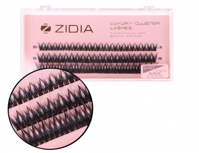 ZIDIA Cluster lashes Ресницы-пучки fish tail 24D C 0,10 MIX (3 ленты, размер 8, 10, 12 мм)